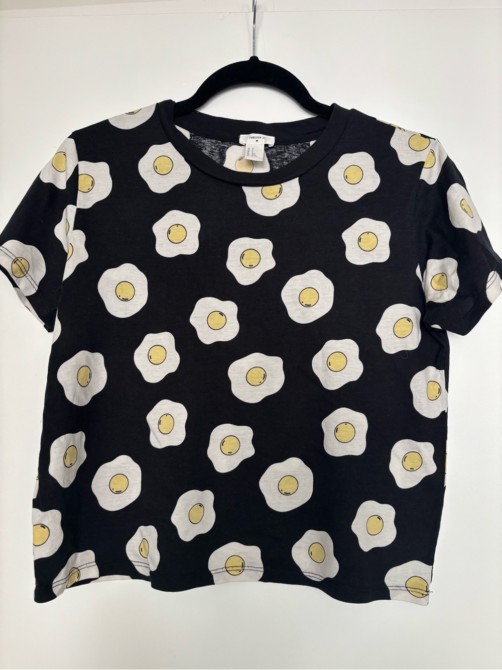 Black Tee with Egg Print, Forever 21